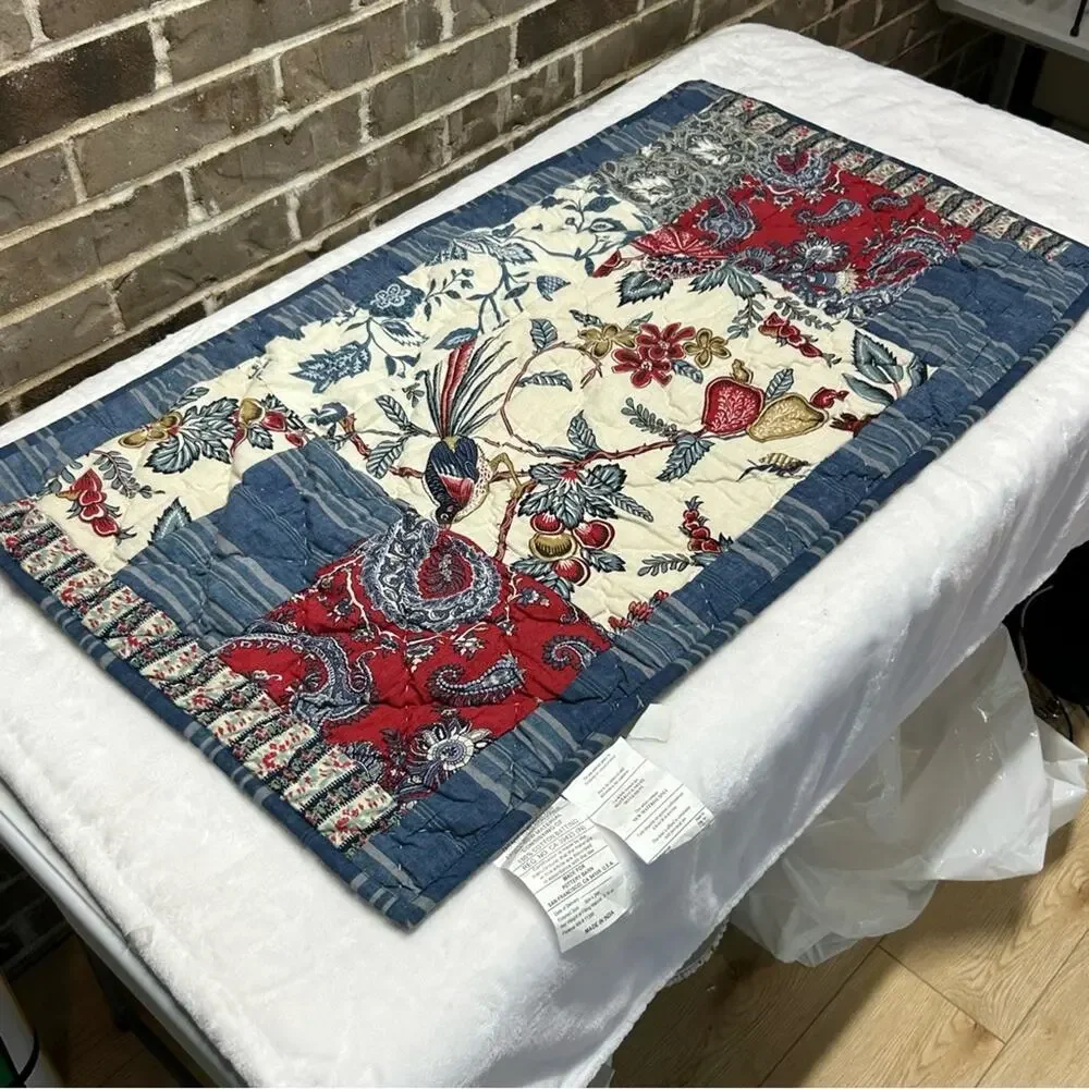 2 Pottery Barn Fiorella Floral Patchwork Quilted King Sz Pillow Sham Covers NEW